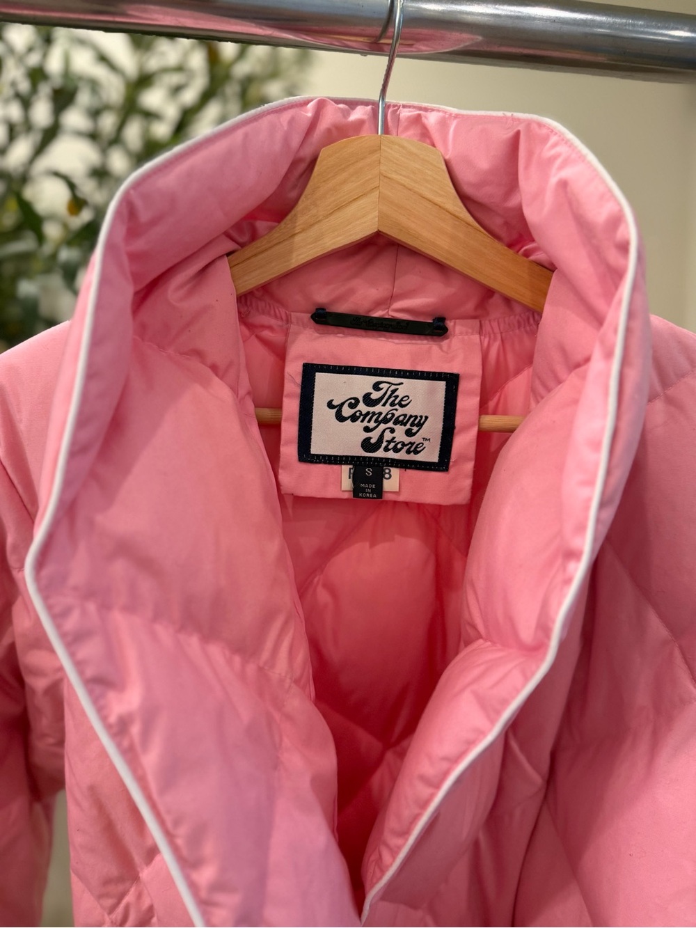 The Company Store Women's Down Filled Pink Quilted Robe - Picture 3 of 4